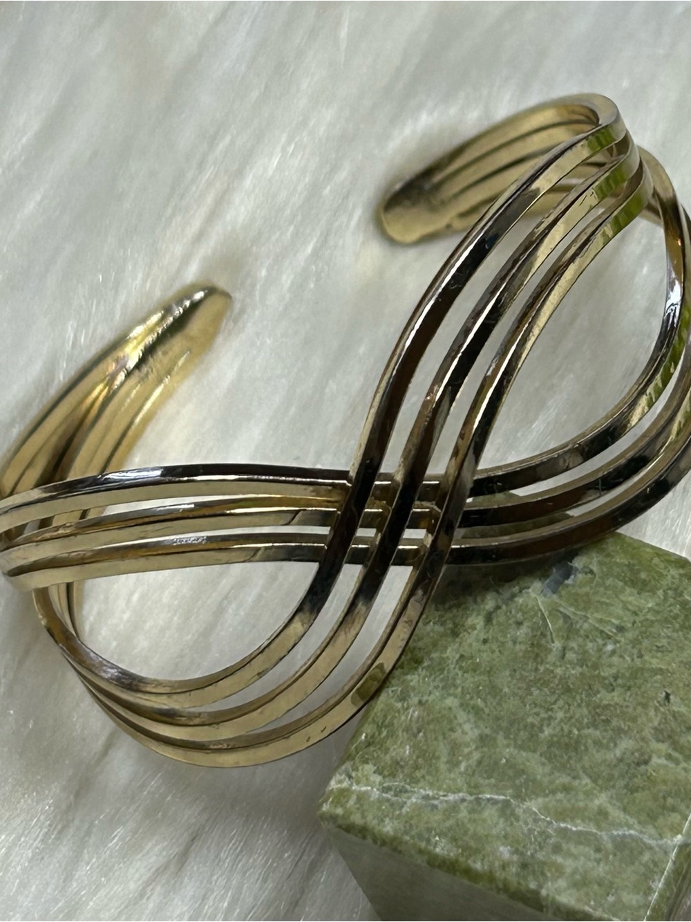 infinity style open cuff gold tone bangle bracelet